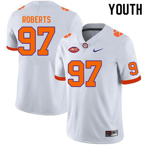 Youth #97 Andrew Roberts Clemson Tigers College Football Jerseys Sale-White